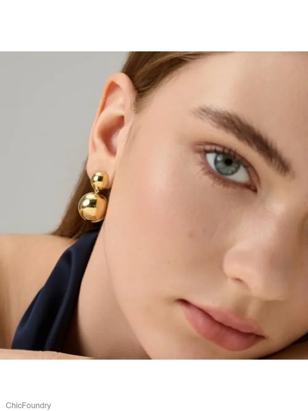 Green Crystal Huggie Gold Hoop Earrings for Women 14K Gold Plated 925 Sterling